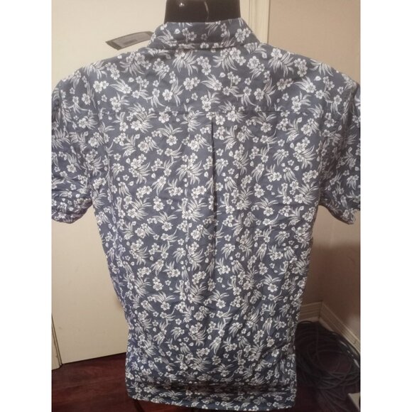 New Hawker Rye Mens Large L Button Down Shirt Blue Floral Cotton Regular Fit NWT - Picture 9 of 14